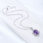 Geometric Denier Amethyst Pendant Sterling Silver Natural Gemstone Clavicle Chain Temperament Necklace - Image 3