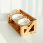 Cat bowl wooden dish rack - Image 4