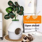 Hidden Fully Enclosed Green Plant Cat House Toilet Litter Box Folding Splash-proof - Image 7