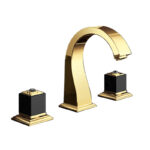 Two-piece basin faucet Golden three-hole basin bathroom cabinet - Image 3