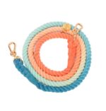 Multifunctional Rainbow Gradient Color Dog Traction Rope Collar Cotton Dog Walking Rope Hand-Woven Rope - Image 10