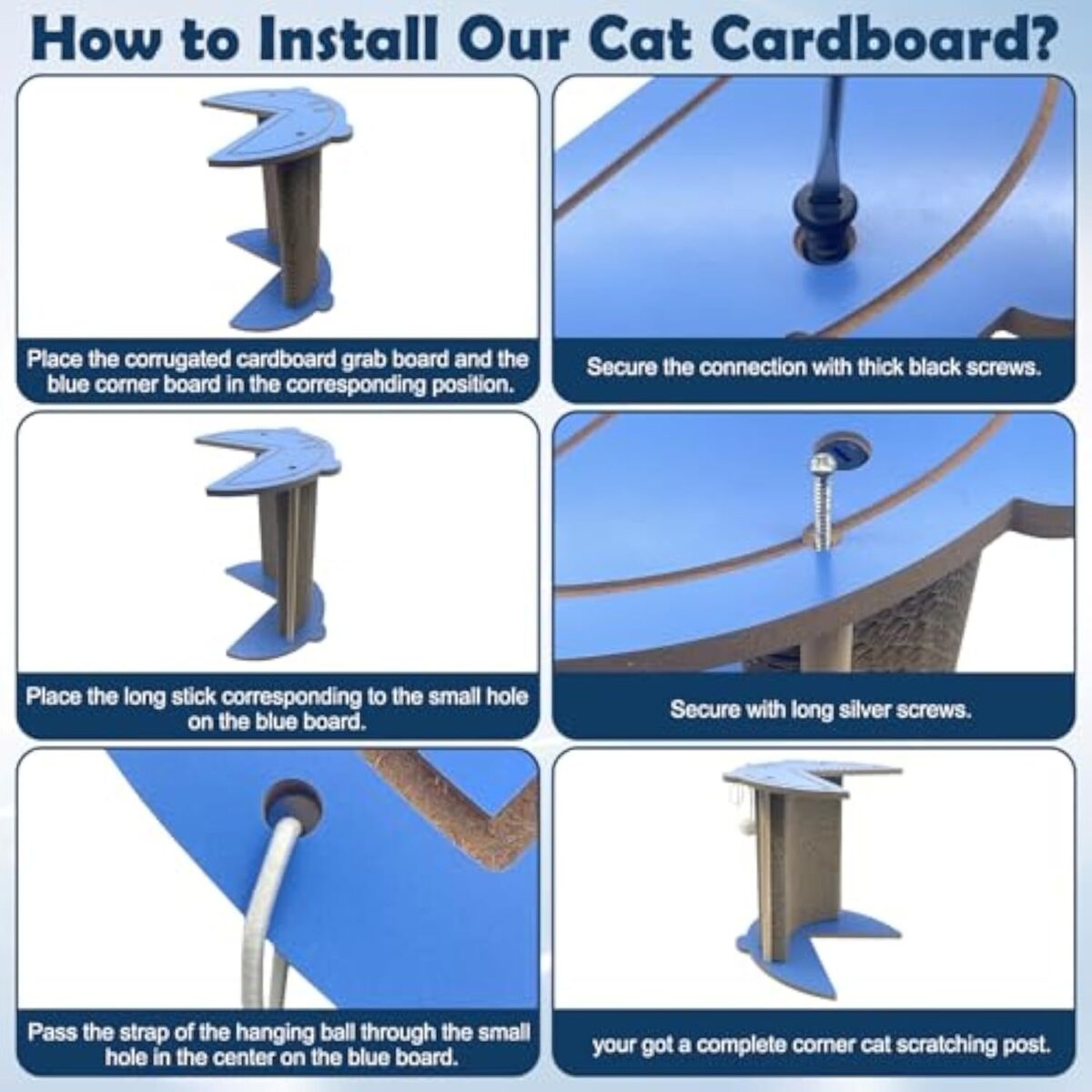 Cat Corner Scratcher Cardboard Kitten Scratching Pad For Wall And Corner Vertical Kitty Scratch Board With Hanging Ball For Indoor Cat Protect Furniture Durable Pet Wear Resistant Mat For Sofa - Image 7