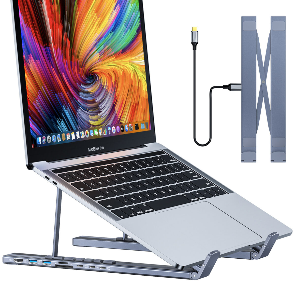 Aluminum Alloy HUB Multi-interface HDMI 8 In 1 Docking Station Laptop Stand - Image 5