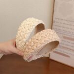 French Style Vintage Weave High Skull Top Headband Simple Solid Color Wide Edge Advanced Pressure-sensitive Hair Band Pastoral Knitted Headdress - Image 4