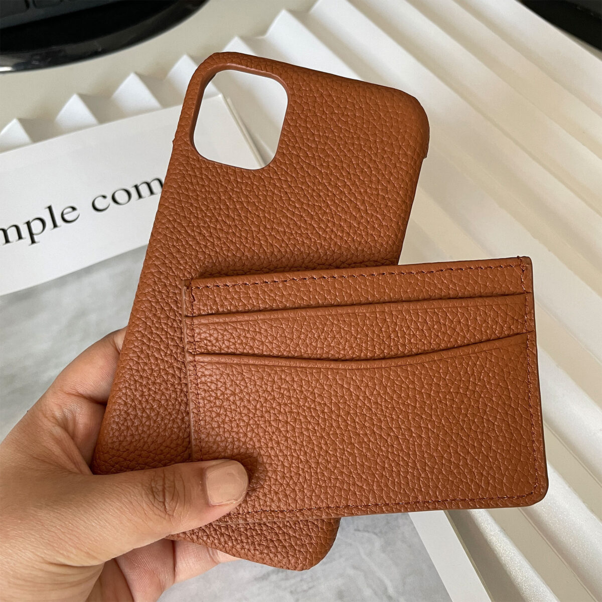 Leather Protective Case All-match Card Holder Keychain Gift Set - Image 1