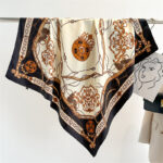 European And American 90cm Printed Large Kerchief Ring Chain Scarf Twill Silk Scarf - Image 6