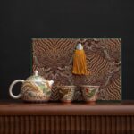 Enamel Colored Dragon Phoenix Auspicious Gilded Silver Kung Fu Tea Set - Image 2