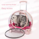 Large Capacity Universal Wheel Fully Transparent Pet Trolley Bag Breathable - Image 3