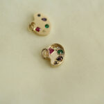 Multicolor Zircon 9K Yellow Gold Palette Pendant - Image 3