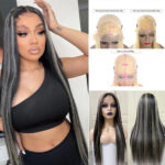 Piano Color Highlight P1bGrey Highlight Straight Wig Human Hair Wig - Image 5