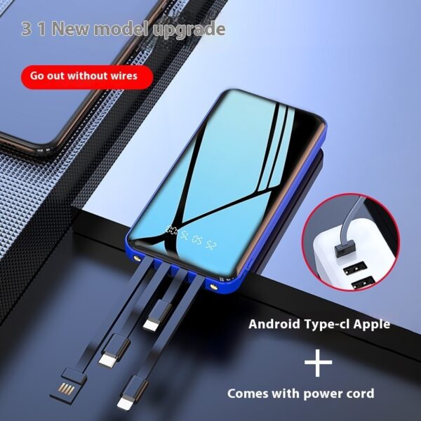 Mini With Cable Power Bank 20000 MA Fast Charge Large Capacity