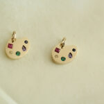 Multicolor Zircon 9K Yellow Gold Palette Pendant - Image 2