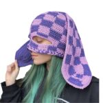 Handmade Knitted Pullover Rabbit Ear Hat Funny One-eye Exposed Mask Horn Hat Thermal And Windproof - Image 5