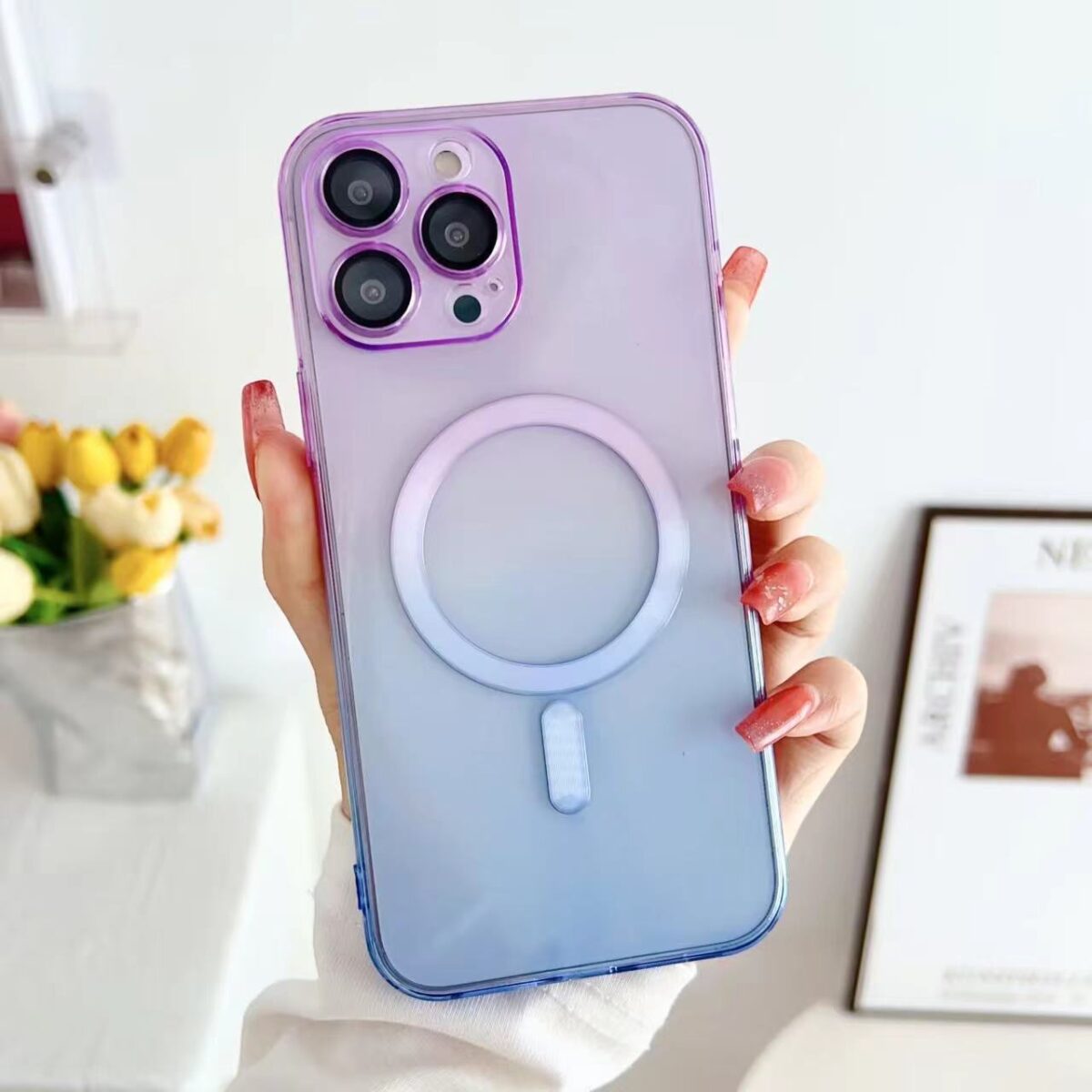 Hot Gradient Two-color Magnetic Phone Case Lens Protector Protective Case - Image 6