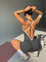 Sports Yoga Jumpsuit Sleeveless Quick-drying Thread Tight Fit Fitness One-piece Yoga Suit - Image 6