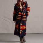 Women's Printing Pocket Long Sleeve Large Coat - Image 3