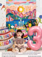 Birthday Party Layout Cake Hanging Cloth Children Background Wall - Image 7