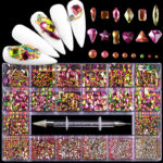 21 Grid Boxed Nail Rhinestone Flat Glass Nail Rhinestone Jewelry Set - Image 6