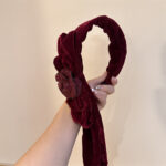 Hair Accessories Velvet Streamer Headband Wide Butterfly Camellia Lady Western Style - Image 4