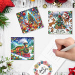 Christmas Holiday Diamond Painted Spot Drill 6 Combination Style Greeting Cards - Image 3