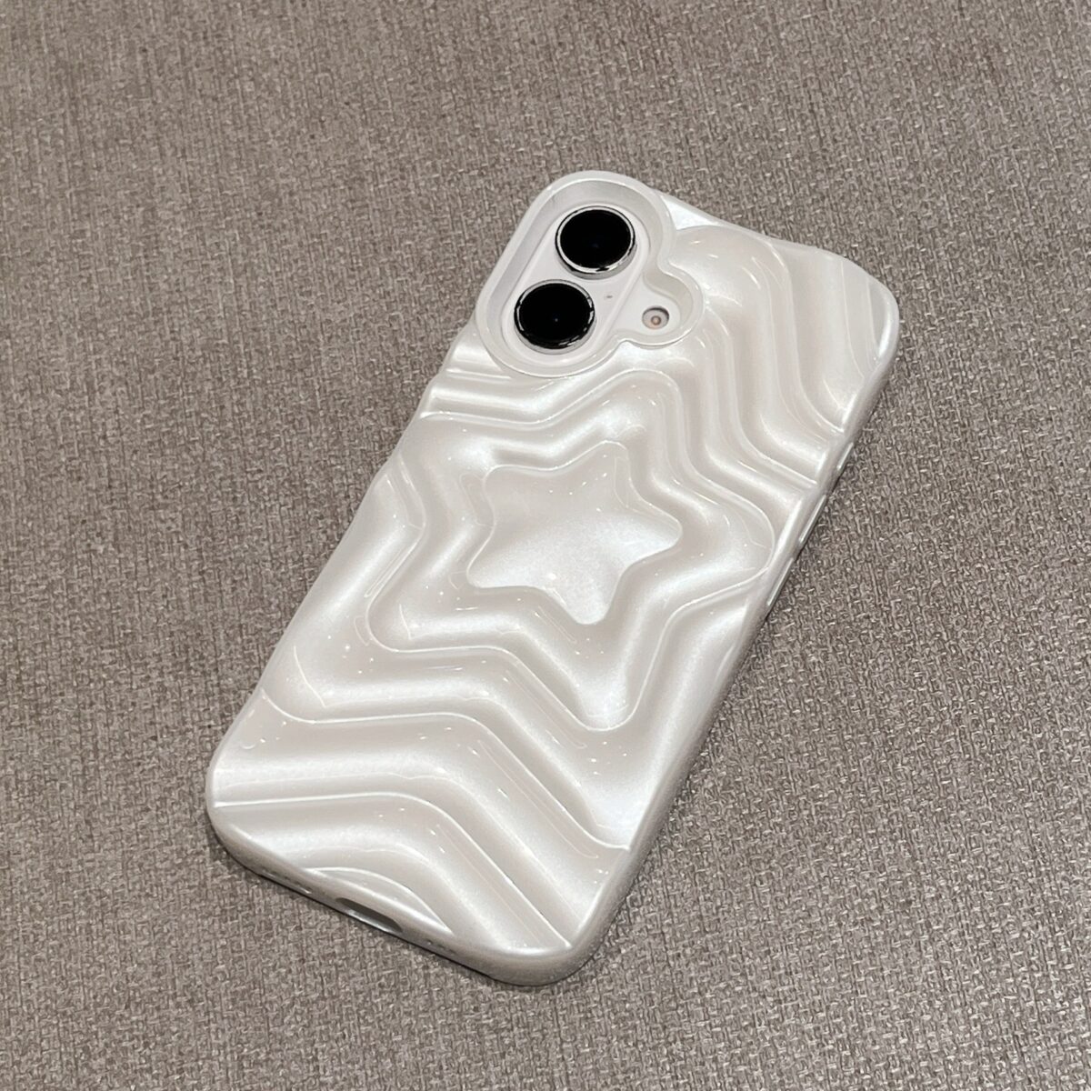 Pearlescent White Three-dimensional Stacking XINGX Phone Case - Image 5