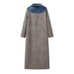 Color Matching Plaid Woolen Coat Women - Image 4