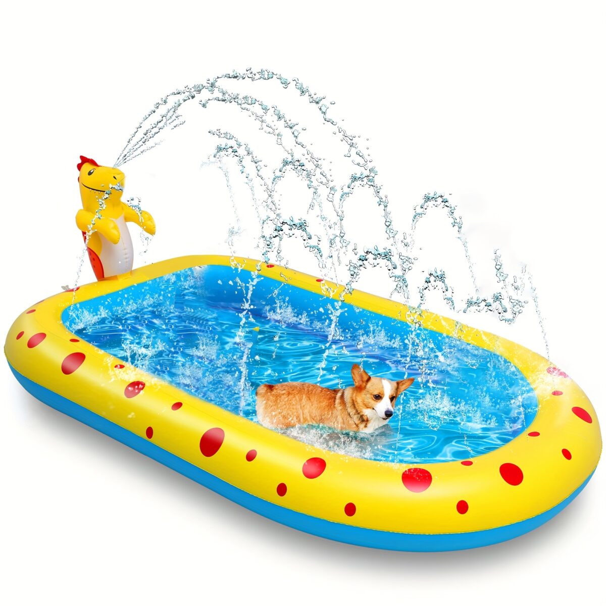 Dinosaur Water Spray Pool For Kids Pet Play Mat Water Play Toy Shark Pool - Image 1