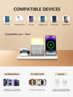 6-in-1 Wireless Charging Set Touch Night Light Mobile Phone Bluetooth Synchronization Time - Image 9