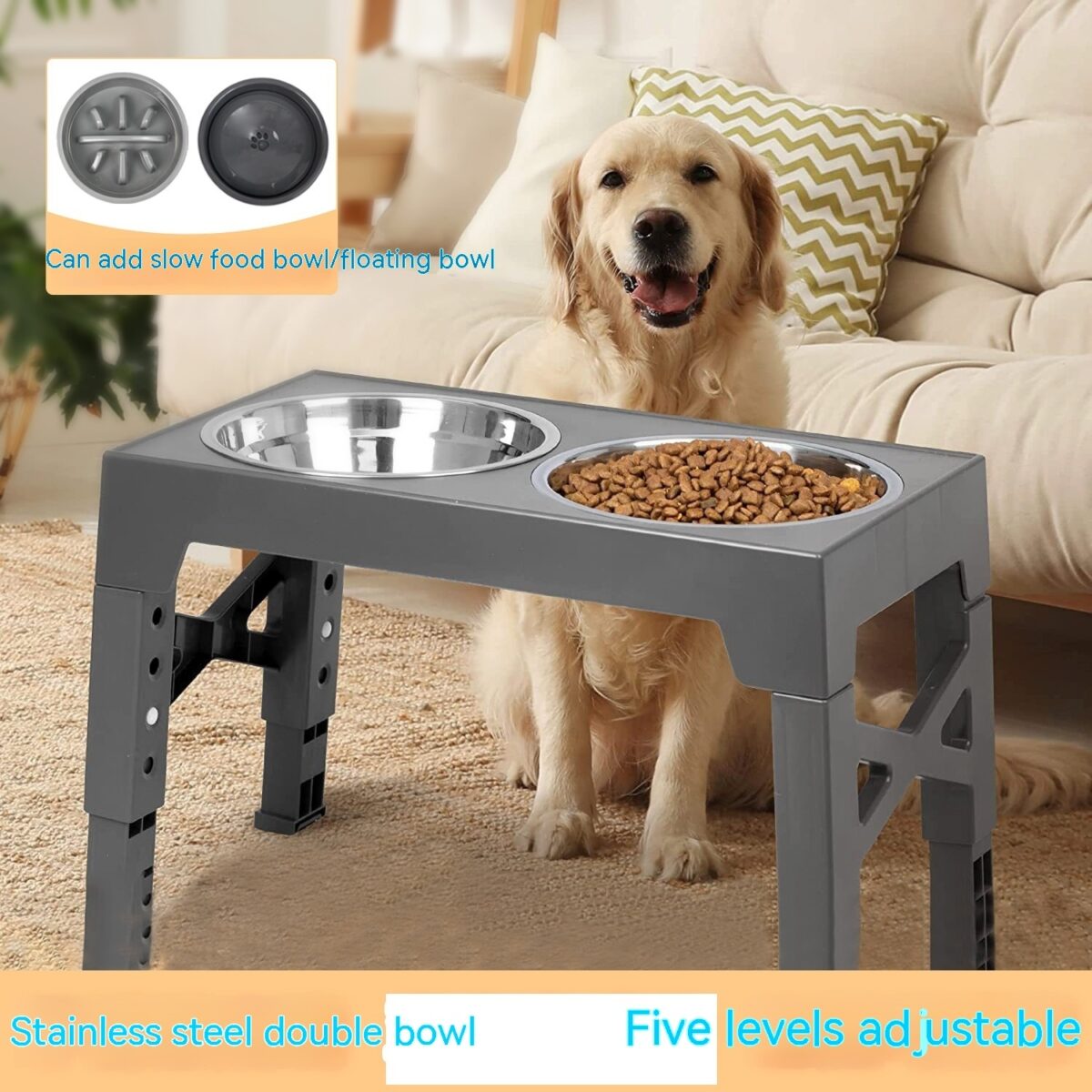 Pet Feeder Slow Feeding Bowl Lifting Dog Bowl Rack Neck Protection - Image 1