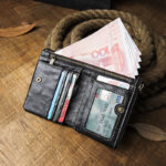 Men's Short Genuine Leather Vertical Casual Zipper Wallet - Image 4