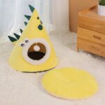 Four Seasons Universal Yellow Dinosaur Shape Cat Nest Fully Closed Warm - Image 4