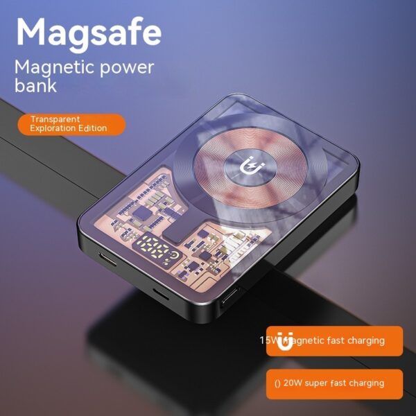 Magnetic Wireless Power Bank Fast Charge 20W Transparent Body