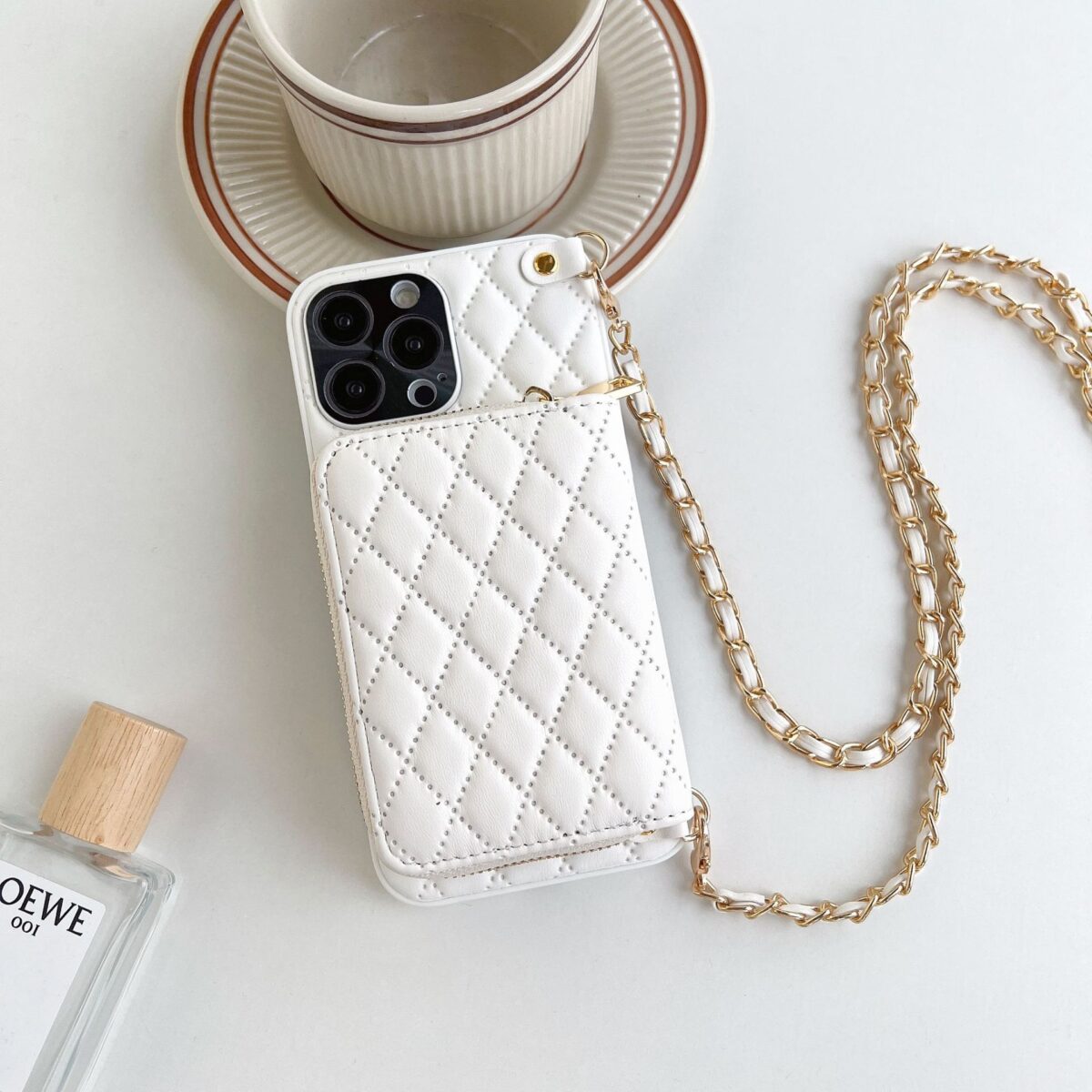 Crossbody Card Insert Case Luxury Rhombus Lamb Skin - Image 7