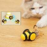 Electric Cat Car Toy Cute Bee Running Kitten Pet Toys Interactive Random Moving Stick Teaser Feather Electric Pet Cat Toys