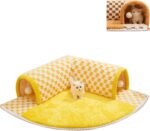 Funny Plush Plaid Cat Tunnel Cat Bed Cat Tunnel Bed With Central Mat Plush Plaid Tunnel Cat Bed Zipper Cat Tunnel For Indoor Cats - Image 2