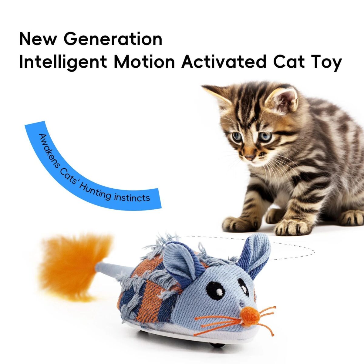 NEW Motion Cat Toy Electronic Moving Mouse Cat Toy Interactive Cat Toy With Rechargeable Battery Sound Box Cat Mouse Feather - Image 1