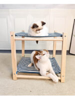 Pet Camp Bed Solid Wood Double Layer Cat Hammock Upper And Lower Bunk Removable And Washable - Image 9