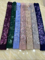 Beautiful Sequins Embroidered French Mesh Tulle Lace African Sequins Fabric - Image 3