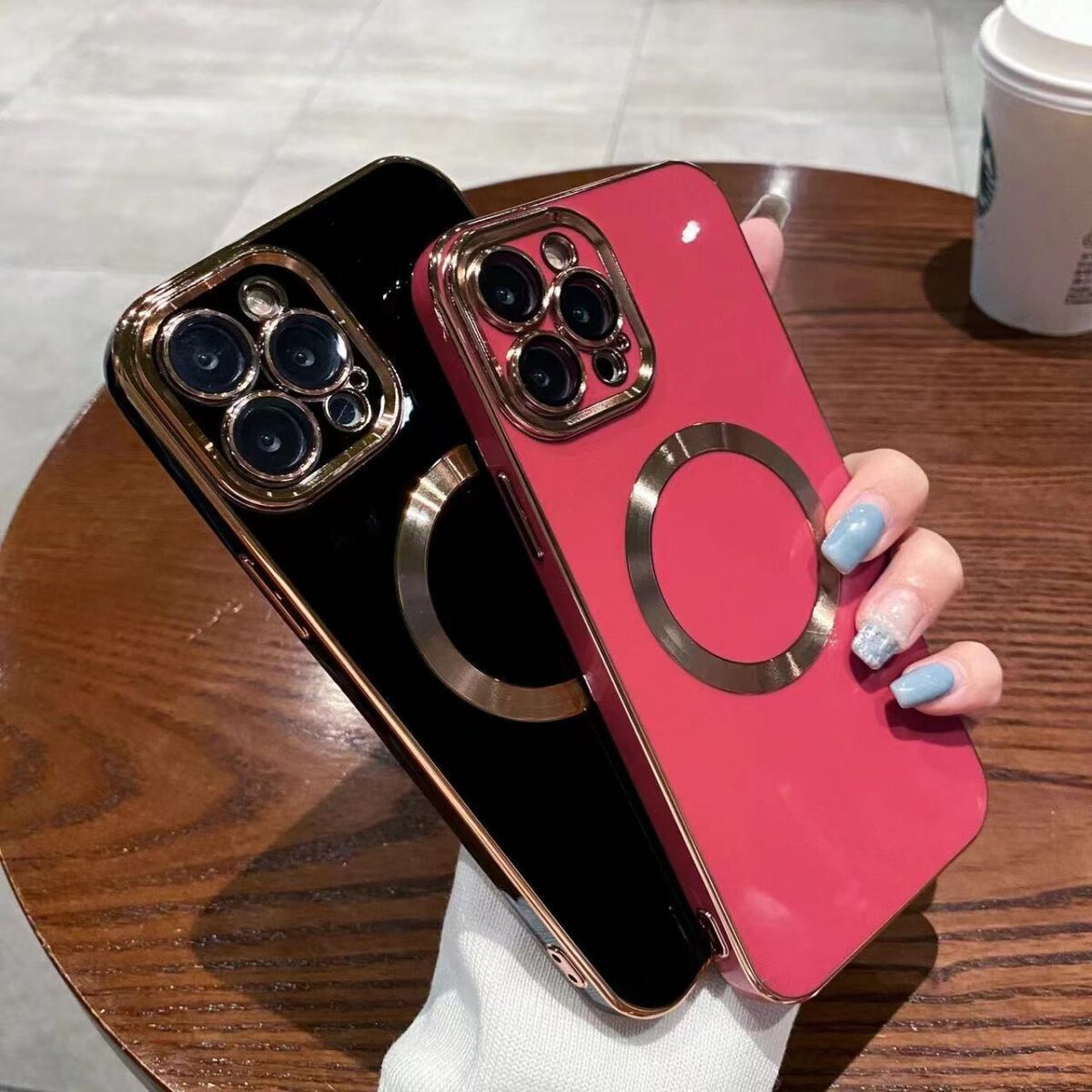 Applicable To 15 Series Solid Color Brushed 6D Electroplating Magnetic Phone Case - Image 1