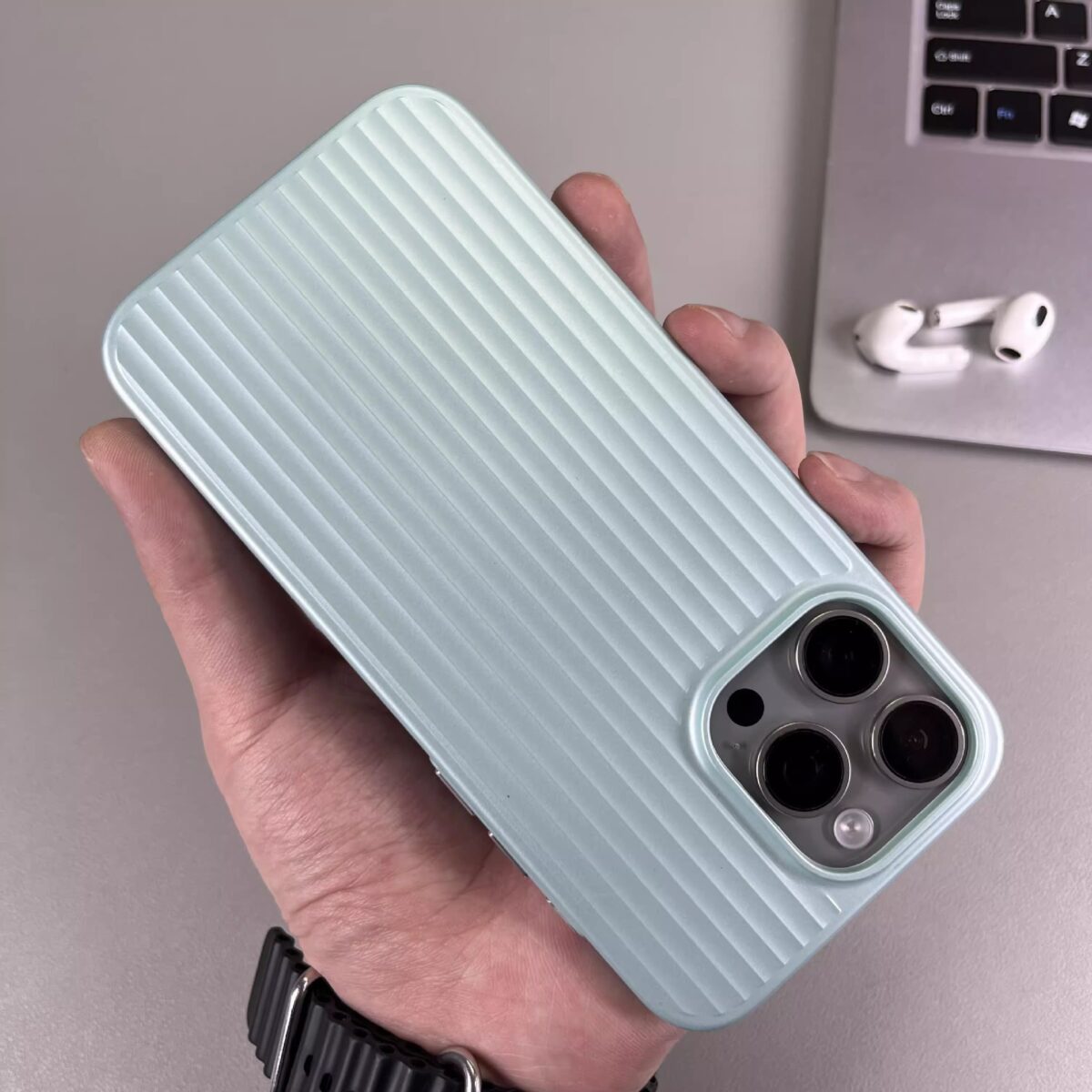Metal Corrugated Grating Skin Frosted Phone Case - Image 8
