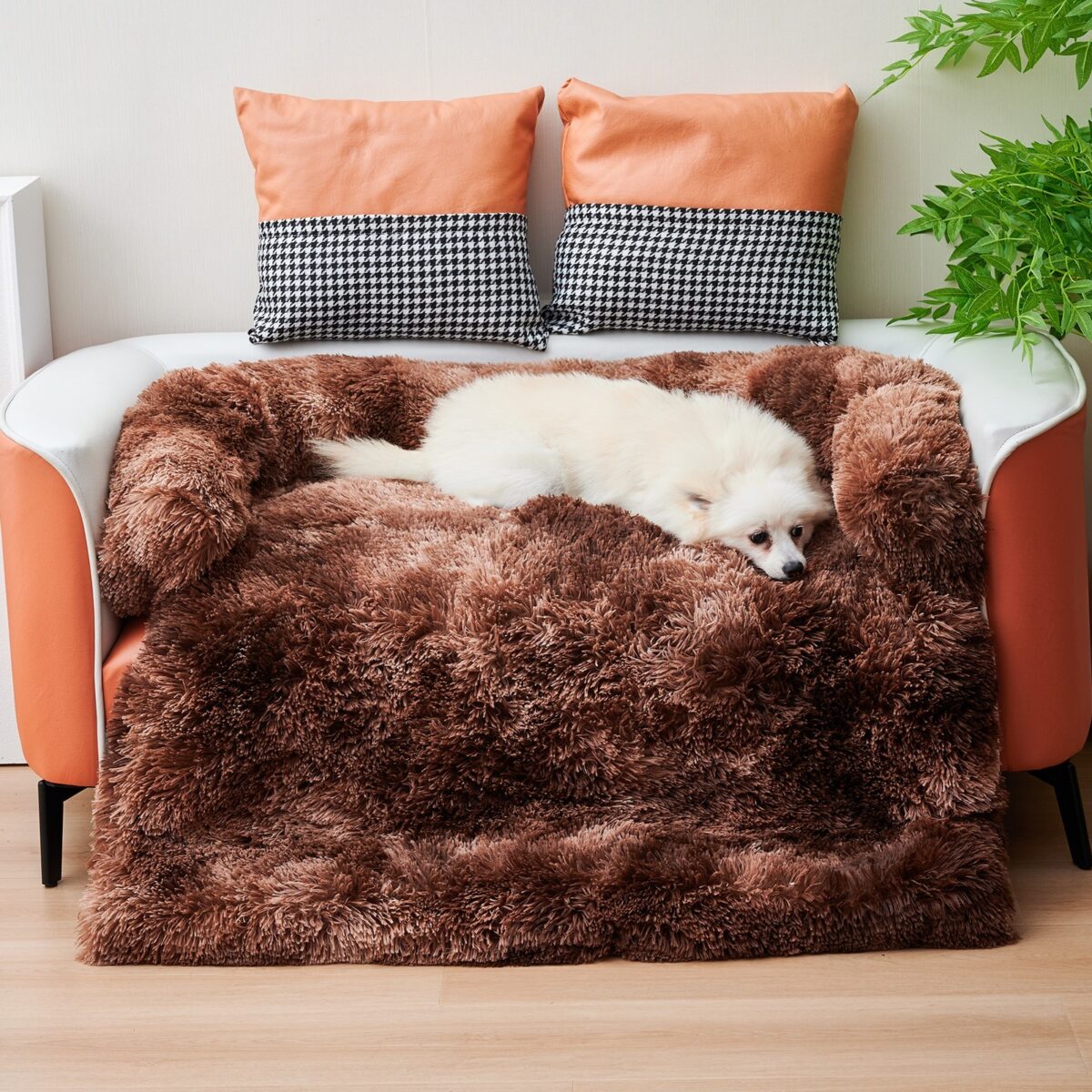 Calming Dog Bed Fluffy Plush Dog Mat For Furniture Protector With Zipper Removable Washable Cover For Large Medium Dogs And Cats - Image 8