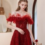 Off-shoulder Annual Conference Host Engagement Dress - Image 4