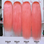 Human Hair 13x4 Front Lace Light Pink Straight Stripe Wig Headband - Image 6