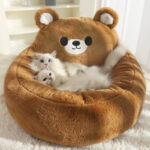 Cute Cat Bed For Indoor Cute Cat Dog Bed Tent With Removable Washable Cushioned Cat Cave Dog Bed Calming Fluffy Plush Dog Bed Puppy Bed Hug Sleep Cuddle Pet Bed - Image 6