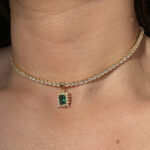 Square Gem Unique Rhinestone Necklace Female Light Luxury Niche Sweet Clavicle Chain