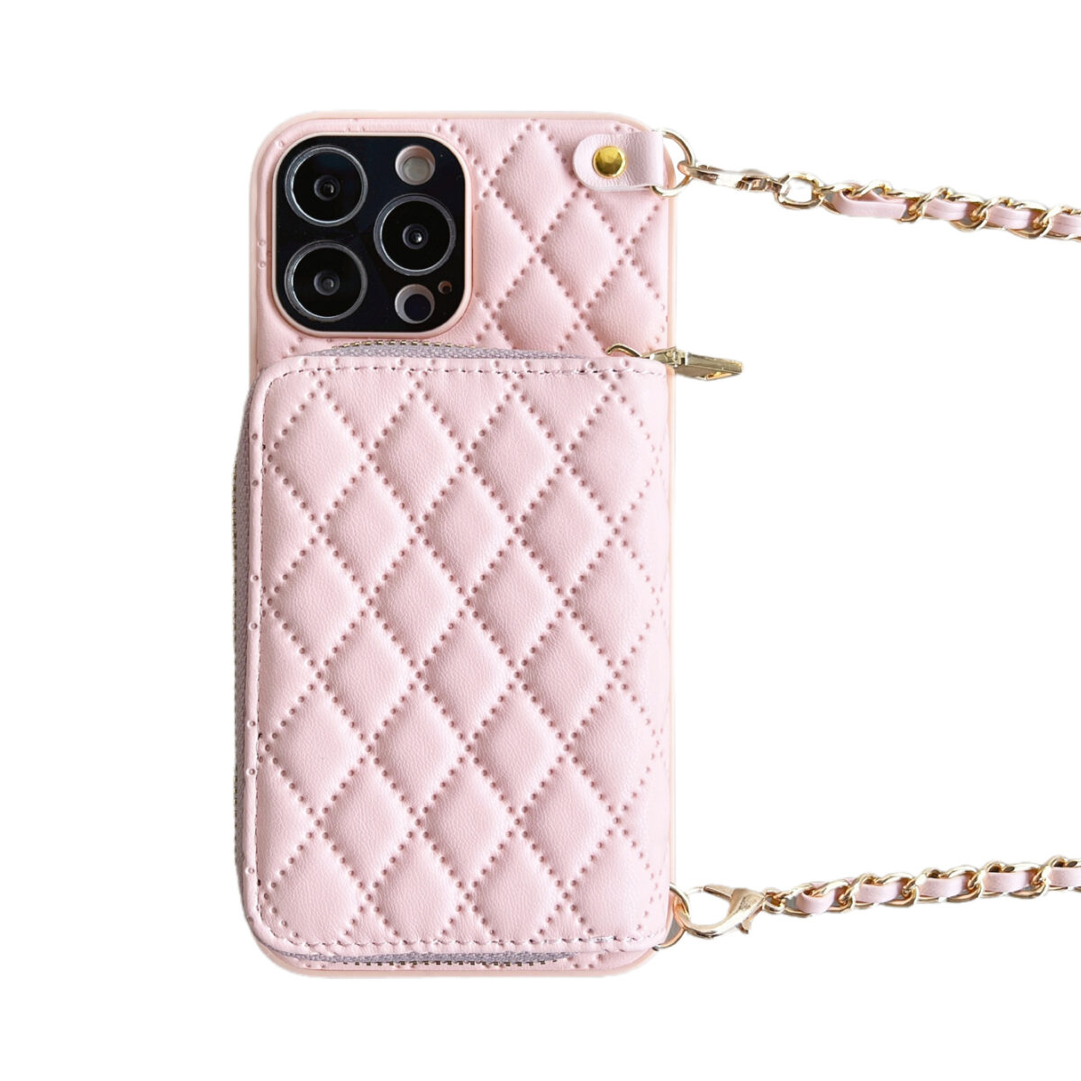 Crossbody Card Insert Case Luxury Rhombus Lamb Skin - Image 5