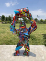 Colored King Kong Bucket Gorilla Sculpture Ornament - Image 3