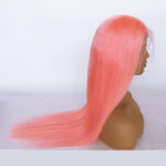 Human Hair 13x4 Front Lace Light Pink Straight Stripe Wig Headband - Image 5