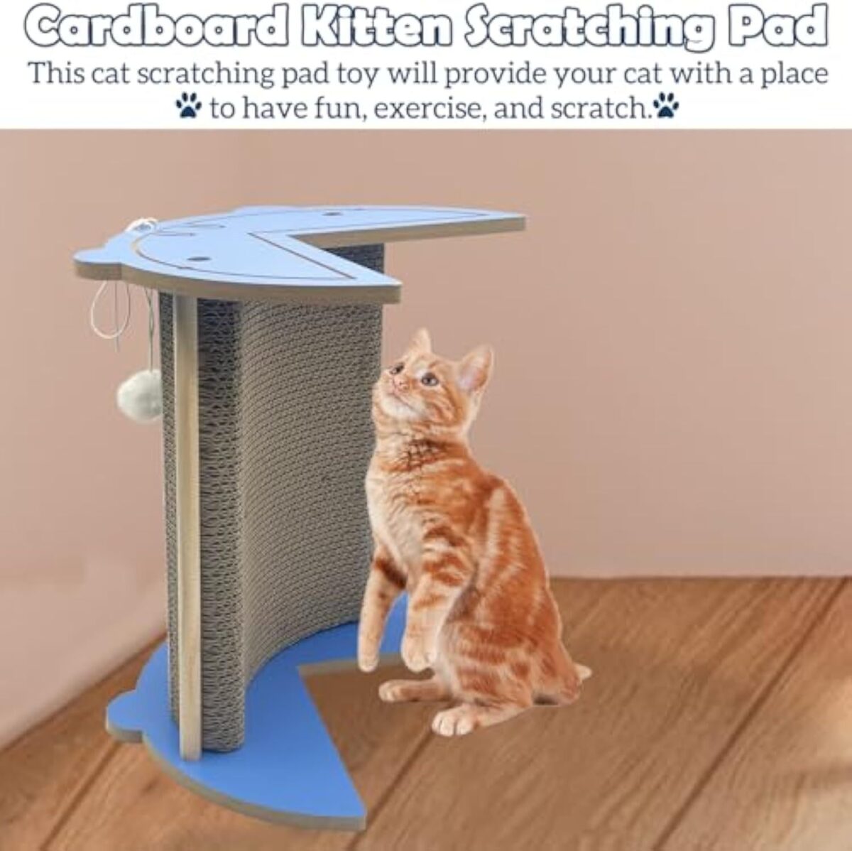 Cat Corner Scratcher Cardboard Kitten Scratching Pad For Wall And Corner Vertical Kitty Scratch Board With Hanging Ball For Indoor Cat Protect Furniture Durable Pet Wear Resistant Mat For Sofa - Image 4