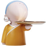 Artistic Girl With Pearl Earrings In The Living Room Entrance Entrance Key Storage Tray Decoration - Image 5